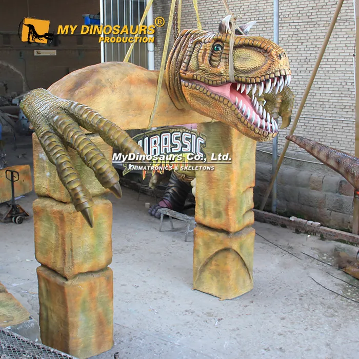 Alternative view of FDF-145 Jurassic-Themed Dinosaur Park Entrance Gate with T-Rex Design