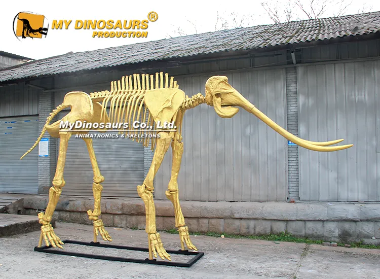 Gold Mammoth Skeleton Model | Luxury Ice Age Fossil Display