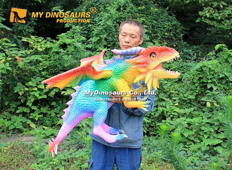Rainbow color winged dragon puppet