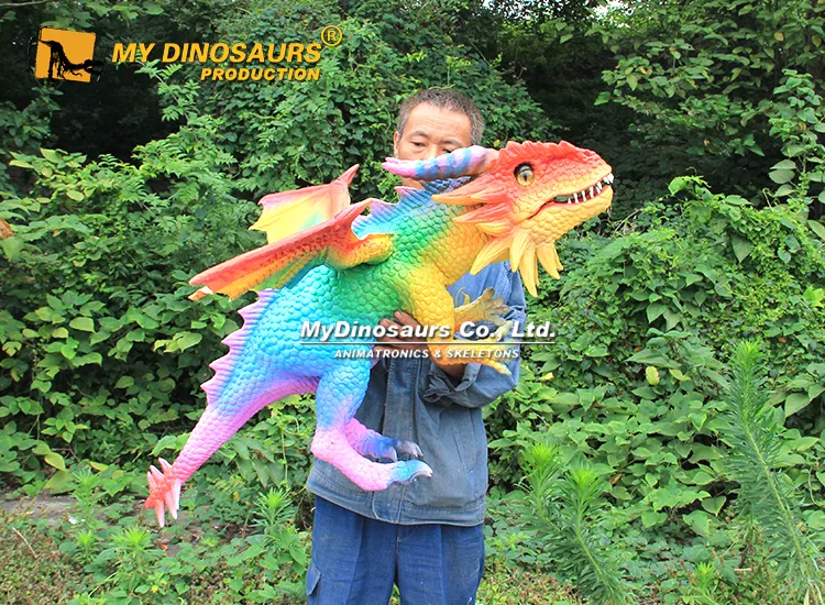 Rainbow color winged dragon puppet